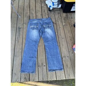 Vintage Y2k Enyce Men’s Size 38x34 Wide Leg Baggy Embroidered Blue Jeans